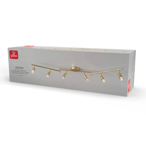 Payton 6-Light Foldable Track Lighting In Painted Brass With Exposed Sockets boxed package view