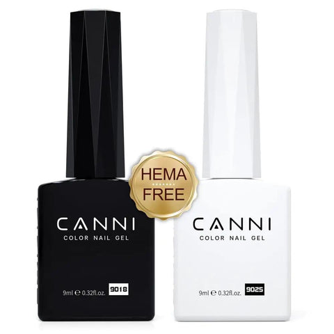 Canni black and white gel bottles, Black And White Gel Nail Polish Kit Hema Free Soak Off LED Gel Lacquers For DIY Home Manicure Long Lasting