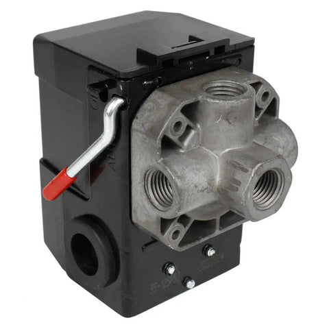 Workhorse Air Compressor Pressure Switch With Unloader Valve 95 To 125 PSI Four Port One Quarter Inch Npt Connections