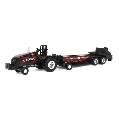 One Sixty Fourth Magnum Red Rumbler Pulling Tractor With Sled For Collectors And Kids Three Plus Realistic Roll Bar And Oversized Tires