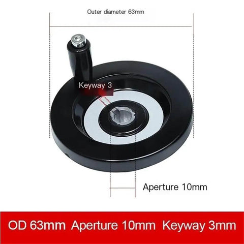 Durable Bakelite Hand Wheel With Keyway Style 10mm Aperture 63mm OD for Milling Lathe Works