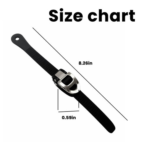 2 Pack Inline Skate Strap Replacements With Buckles All In One Setup Adjustable Energy Straps shown with size measurements