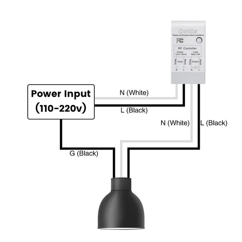Wiring diagram for Easy Install Wireless Light Switch And Receiver Kit With 300Ft RF Range Battery Included No Wiring Needed Remote.
