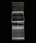 Clear Acrylic Hamster Pellet Feeder With Secure Cage Mount And Scatter Control Baffle, front view, compact design for easy pet feeding.
