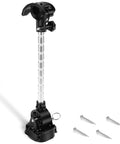 electric trolling motor stabilizer with low profile base and mounting screws for improved steering and stability