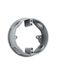 Heavy Duty Metallic Extension Ring For Four Half Inch Threaded Knockouts On 4 Inch Round Electrical Boxes side view showing threaded holes.