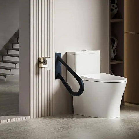 Solid Hold Wall Mount Handrail For Outdoor Steps With Non Slip Grip Safety Railing Takes Four Hundred Pounds Built Like A Rock For House Entry Keep Your Steps Secure No Headaches Involved mounted beside toilet for easy access.