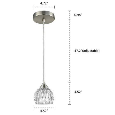 Three Pack Modern Mini Glass Pendant Lights For Kitchen Island With Crystal Clear Shades Nickel Finish Adjustable 47 Inch Cords ETL Listed E12 Base Ideal For Contemporary Kitchens And Bar Areas