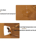 Legit Heavy Duty Tempered Glass Lazy Susan Turntable Slick Rotating Serving Tray 360 Degree Swivel With Solid Stabilized Base showing waterproof and fireproof features.