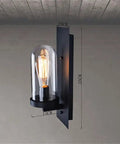 Premium Sleek Rustic Wall Sconce Lighting Fixture Featuring Solid Wood Base And Rustproof Wrought Iron Shade, side view measuring 35.5cm.