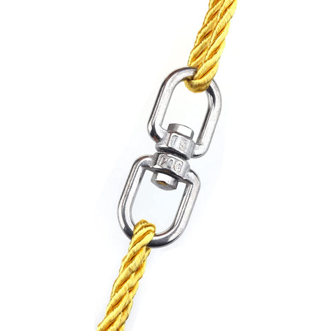 Eight Pack M5 Stainless Steel Swivel Shackle With Double Eye Bolt Swiveling Connector Rings for Hammock Hanging close-up