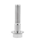 Titanium flange hex bolt, M10 x 45mm, side view, silver finish