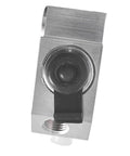 Bulletproof Aluminum Combination Proportioning Valve For Chevy And Gm Performance Builds No Sweat Brake Rework Plug And Play Disc To Drum Conversion 172 1353 And 172 1361, top view of valve with machined aluminum finish.