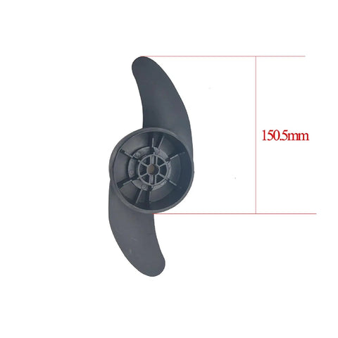 Top view of Power Prop Kit 2 Blade 3 Inch Hub Trolling Motor Propeller for 32lb 46lb 40lb Thrust Outboard Style Machete II Nylon Blades
