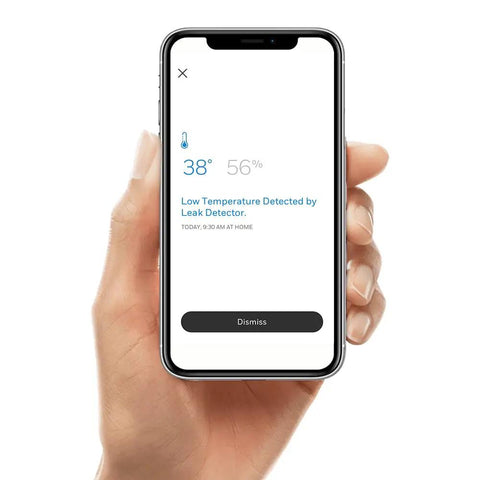 Smart WiFi Water Leak Detector With Real Time Text And Email Alerts, Audible Alarm, Geofencing, No Hub Needed notification on phone