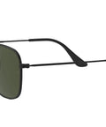 Unisex RB3857 Frank Square Sunglasses With Black Frame And G Fifteen Green Lenses, 51mm, side view, thin arms, classic design