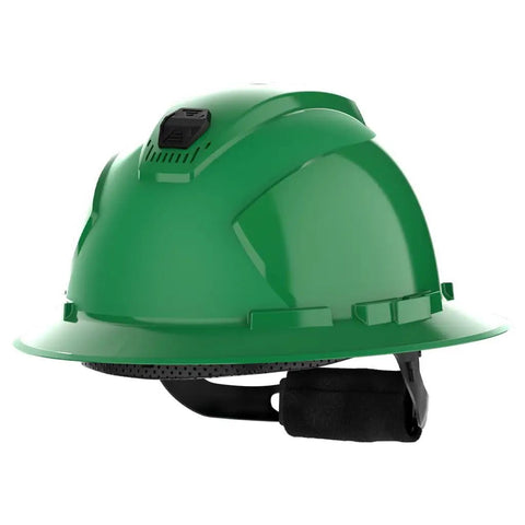 Side view of Ceros XP300 Full Brim Safety Helmet with Adjustable Vents and 4 Point Suspension Type 1 Class C Hard Hat Green