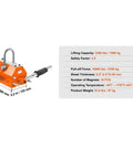 Heavy Duty Permanent Magnetic Lifter 1500Kg Pull Capacity, U Loop Hook, suitable for lifting steel plates at job sites.