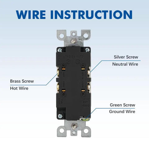 Top Shelf Electrical Outlet With Slick Led Night Light And Auto Dusk To Dawn Sensor Tamper Resistant Plug And Play Hassle Free Includes Matching Wall Plates Tough 15 Amp Pack Of Ten Crisp White wire instruction guide for outlet wiring connections.