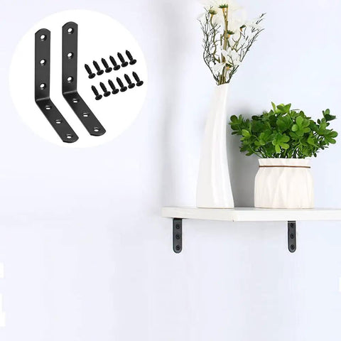 Workhorse Heavy Duty Matte Black L Brackets 20 Pack 3.1 By 3.1 Inch right angle corner supports with screws for shelf installation.