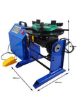 Heavy Duty Rotary Welding Positioner Turntable With Stepless Speed Control And Manual Tilt Design Featuring 320Mm Workbench For Rock Solid Stability And Top Shelf Fabrication Runs 110V 50Kg Capacity, side view with measurements.