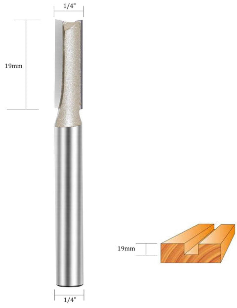 1/4 Inch Shank 1/4 Inch Cutting Diameter 2 Flute Straight Router Bit Carbide Tipped Plunge Router Bit 4 Pack For Woodworking