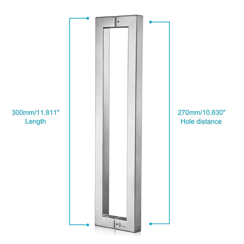 Heavy Duty 12 Inch Stainless Steel Push Pull Door Handle For Commercial Use 304 SUS Stainless 1.2mm Thick Wall Mirror Chrome Finish