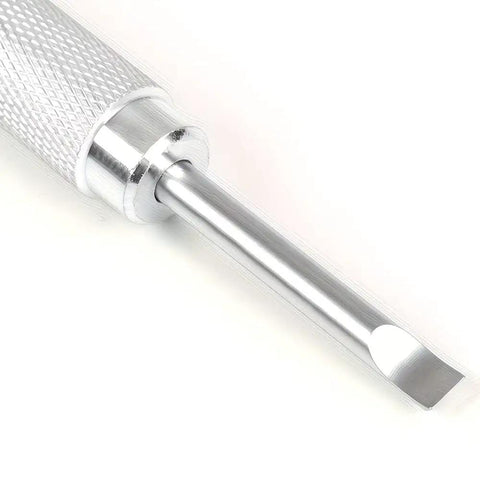 Close-up of Silver Metal Watch Case Opening Tool showing precision pry tip for delicate back covers and DIY watch repairs.