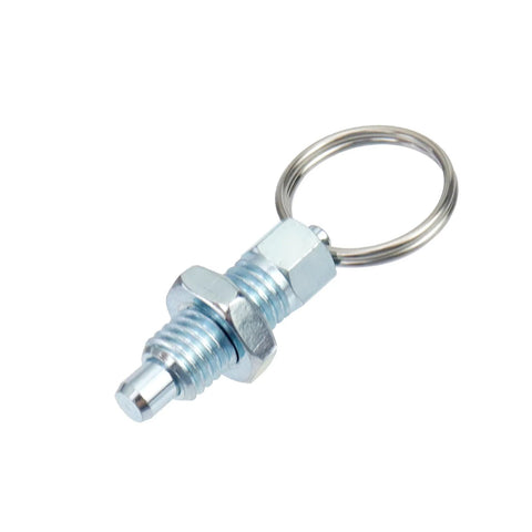 Beefy Heavy-Duty Stainless Steel Spring Plunger Pins 4-Piece Set M10-1.5-6 with Pull Ring, Locking Index Plungers for Machinery