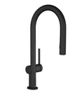 hansgrohe Talis N Pull Down Kitchen Faucet, Modern, Magnetic Hand Sprayer, 1-Handle, 1.75 GPM, Matte Black, 72865671 side view