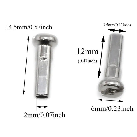 Close-up of 14mm spoke caps for Stainless Steel Bicycle Spokes 260mm 10.2 Inch 14G For Mountain And Road Bikes
