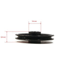 Side view of Garage Door Opener Idler Pulley 144C56 Black Replacement Part For Chain And Cable System, 5/8 inch height, 7/8 inch width.