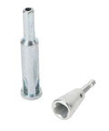 Pro Grade Power Drill Wire Stripper Adapter For Electricians, two metal drill attachments for cable stripping and twisting.
