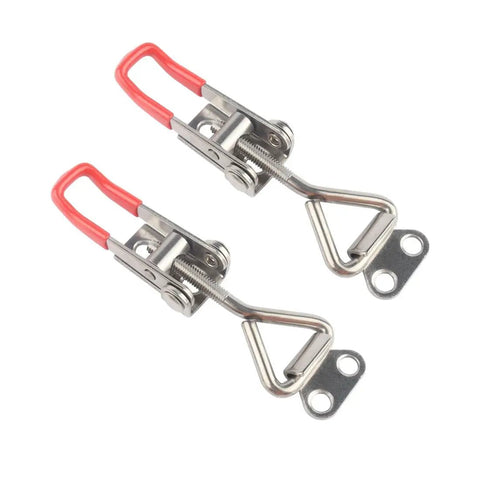 Two Piece Toggle Latch Clamp 4001 Adjustable 304 Stainless Steel Quick Release Hasp Latch for woodworking jigs, cabinets, shown in pack of 2