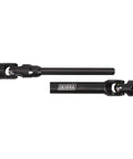 Heavy Duty Steel Drive Shaft For 1 To 10 RC Car Crawler With Six Length Sizes 104 To 139mm Universal Joint Hardened Build For Long Life Includes 4mm Set Pins To Hook Up Pinion And Transmission With Splined Engagement For Realistic Scale Look. black RC drive shafts with universal joints, hardened steel