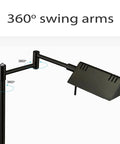 LED Desk Lamp With Full Range Dimming 12W, 1050 Lumens, 360 Degree Swing Arm, ETL Certified, Black Finish, showing swing arms.