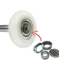 Whisper Quiet Nylon Garage Door Roller Kit With Precision 13 Ball Bearing On 4 Inch Stem And 2 Inch Wheel, close-up view