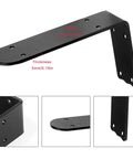Black L Shaped Shelf Brackets Built Like A Tank Heavy Duty Metal Wall Mounts 2 Pack showing 11.8 inch rust proof iron design detail.