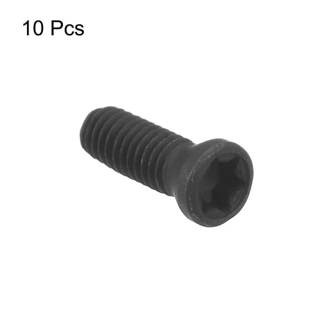 Pack Of 10 Premium M3 X 12mm Black Torx T10 Flat Head Screws For Cnc Carbide Insert Tool Holders Pro Grade close-up view of a screw.