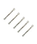 Five Pack Workhorse Stainless Steel 316 Marine Eye Eye Turnbuckle Rigging Screw three eighth inch, shown from above.