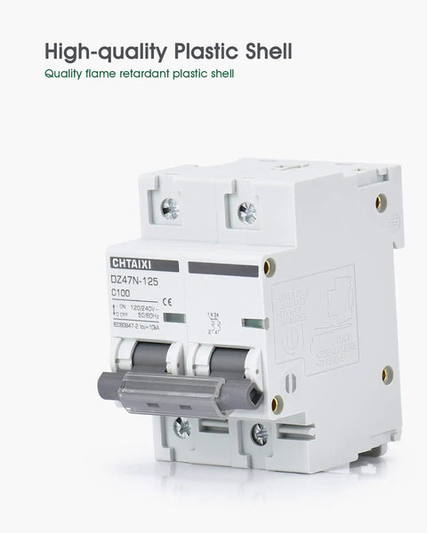 80 Amp 2 Pole AC Miniature Circuit Breaker With Thermal Magnetic Trip For 120V 240V DIN Rail Mount Solar Disconnect MCB 2P C80 Overload And Short Circuit Protection DIY Friendly Panel Mount Heavy Duty Electrical Breaker with plastic shell