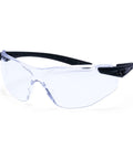 Badass WrapAround Safety Glasses With Hella Comfort Nylon Frame And Tight Adjustable Arms For Top Shelf Polycarbonate Lens Eye Protection On Industrial Heavy Duty Jobsites, clear lens, black frame.