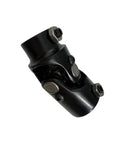 Rattling Free Universal 36 Inch Steering Shaft Support Kit With Solid Steel 3/4 In Double D Shaft And Three Black U Joints, close-up view of U joint.