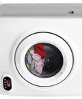 No Sweat Portable Cordless Washer Dryer Combo With Rechargeable Spin Cycle And Big Led Display for family laundry, showing clothes in the washer.
