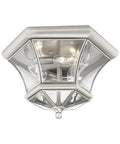 Monterey 3 Light Flush Mount Ceiling Light with Brushed Nickel Finish Solid Brass Construction Clear Beveled Glass