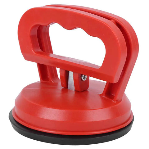 Heavy Duty Glass Suction Cup Lifter With Ergonomic Abs Handle And Tight Locking Mechanism For Moving Tiles Sheets And Panels Like A Boss With Unshakable Grip All Day Long, red suction cup design, close-up view.