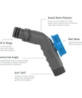Removable Outdoor Faucet Hose Connector with Quick Connect, attachable hose bib in slate gray with blue ball valve and Viton O-rings