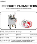 Heavy Duty 30 Liter Stainless Steel Glue Sprayer With 1.8 Mm Nozzle Pressure Gauge And Eight Meter Air Line, shown with parameters.