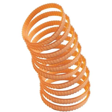 10 Pcs Heavy Duty Drive Belt For F20A Electric Planer Replacement Parts stacked view, durable rubber for low noise operation.