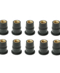 No Sweat 10 Pack M4 M5 M6 Rubber Well Nuts for Motorcycle Windshield Fairing and Boat Mounting, heavy duty neoprene fasteners.